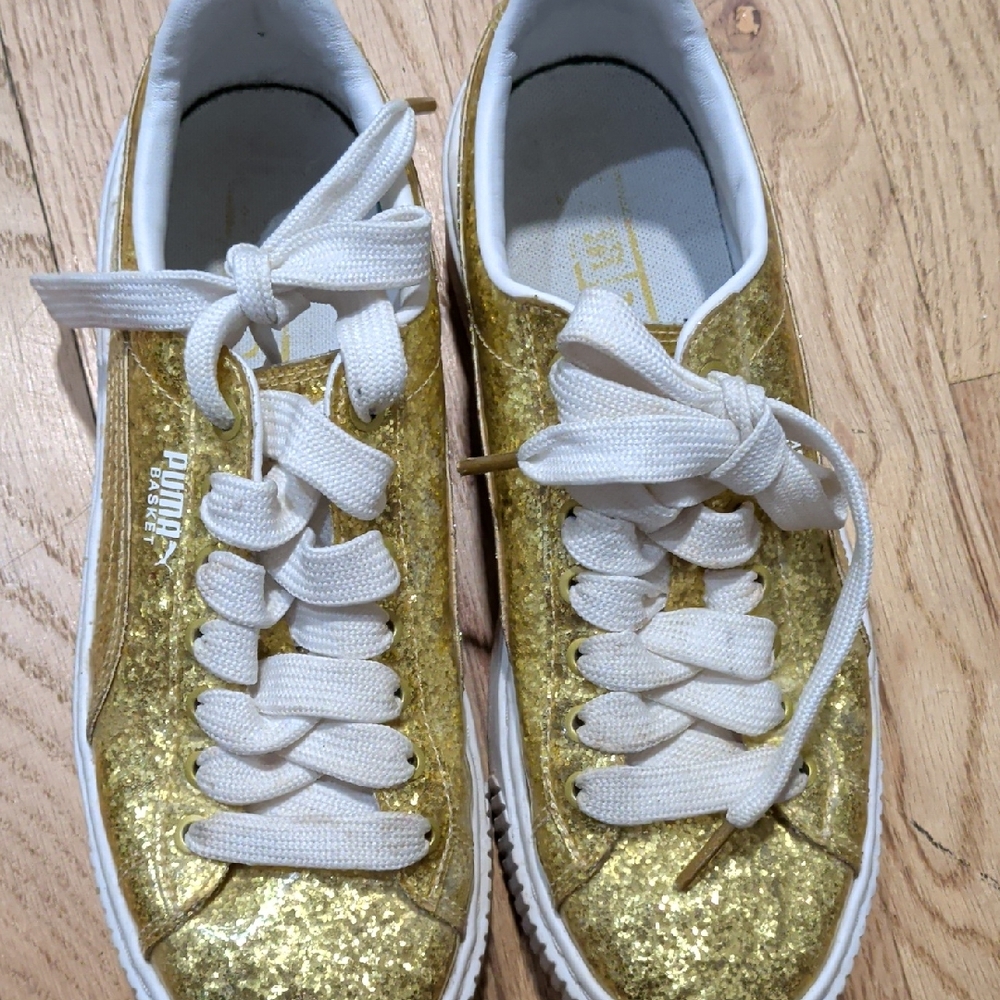 Puma Sparkling Gold Sneakers with White Accents